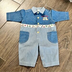 Baby Togs / Vintage Best Pals Bear Denim One Piece Jumpsuit